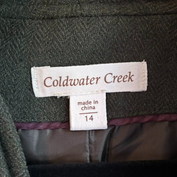 Coldwater Creek Funnel Neck Wool Blend Jacket, Olive Green, Size 14, NWT - Picture 7 of 11